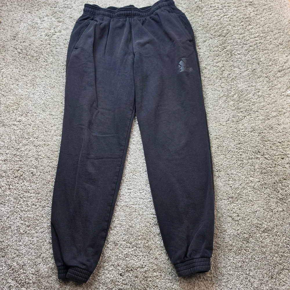 Adidas Joggers Mens Large Black Cotton Blend Fleece Sweatpants Athleisure Adult